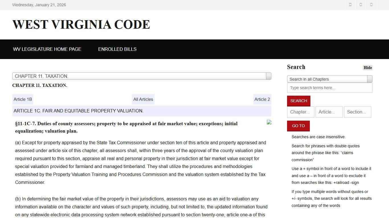 West Virginia Code | §11-1C-7