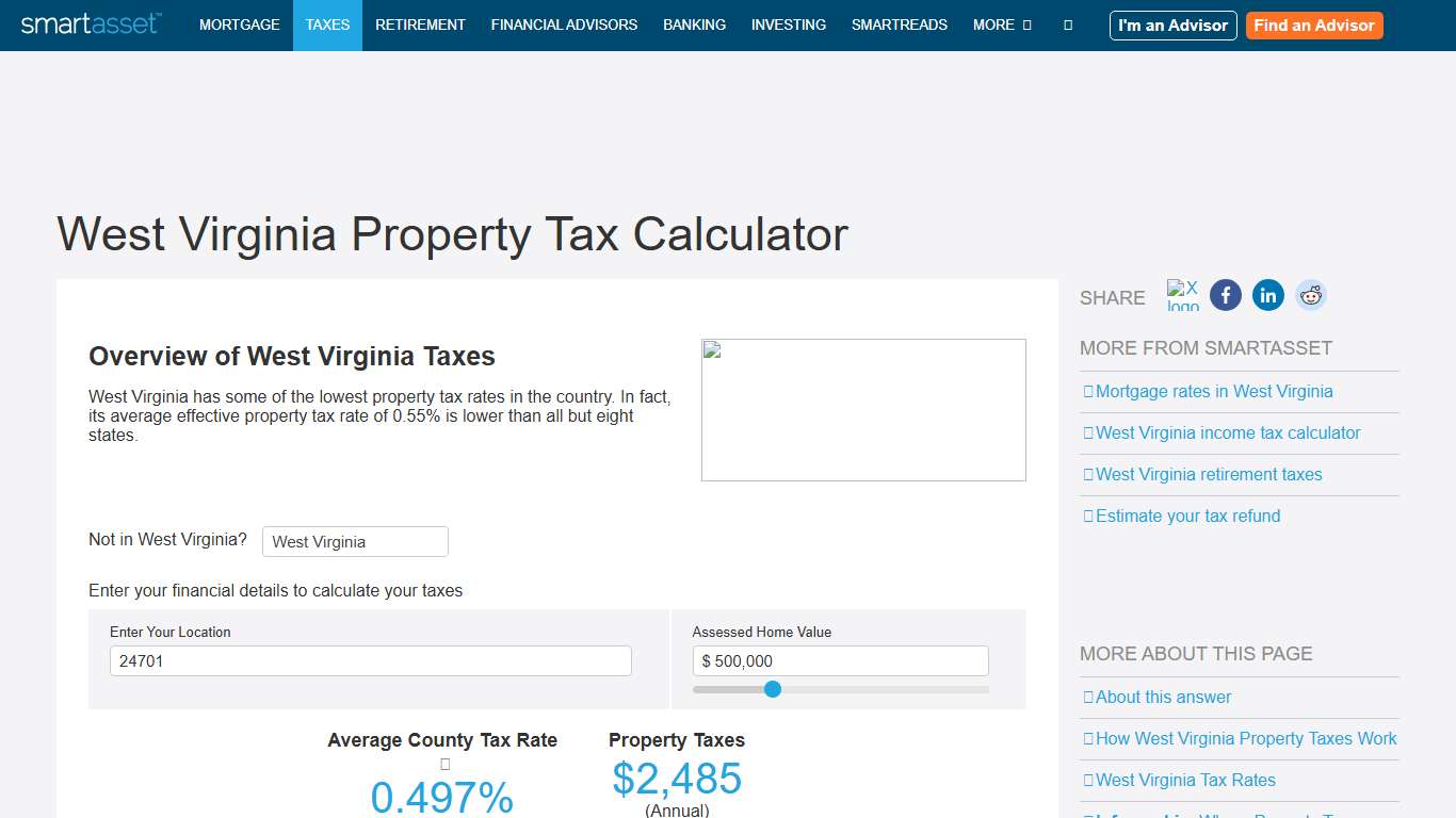 West Virginia Property Tax Calculator - SmartAsset